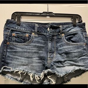 American eagle distressed cut off shorts. Dark wash